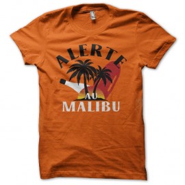 Shirt Alerte au Malibu parodie Baywatch orange pour homme et femme