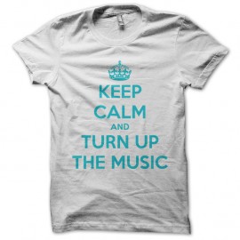 Shirt keep calm and turn up the music Chris Brown blanc pour homme et femme