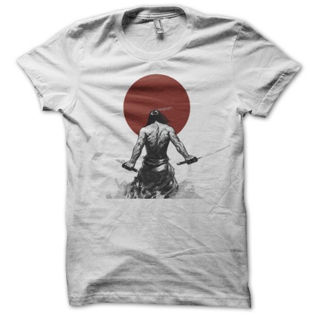Shirt Samurai et soleil rouge en blanc pour homme et femme