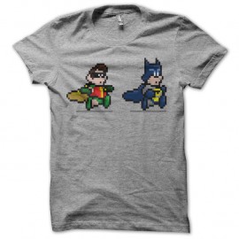 Shirt parodie batman 8 bit gris pour homme et femme