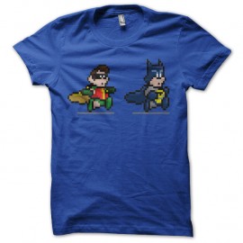 Shirt parodie batman 8 bit bleu pour homme et femme