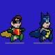Shirt parodie batman 8 bit bleu pour homme et femme