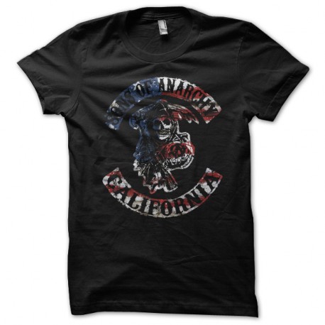 Shirt sons of anarchy rare drapeau americain noir pour homme et femme