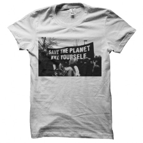 Shirt save the planet kill yourself blanc pour homme et femme