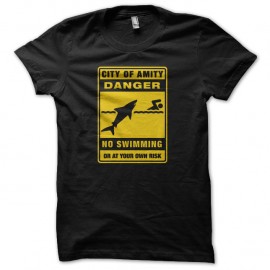 Shirt Amity baignade interdite panneau danger noir pour homme et femme