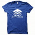 Shirt Space Invaders blanc/bleu royal pour homme et femme