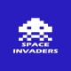 Shirt Space Invaders blanc/bleu royal pour homme et femme
