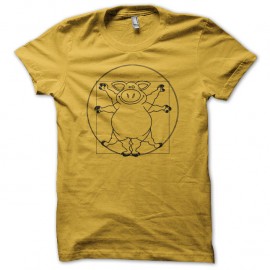 Shirt Cochon Da Vinci jaune pour homme et femme