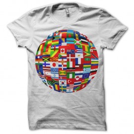 Shirt drapeaux du monde blanc pour homme et femme