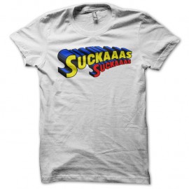 Shirt suckass parodie superman blanc pour homme et femme