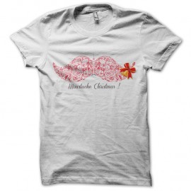 Shirt Moustache Christmas blanc pour homme et femme