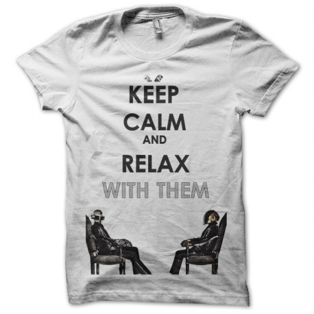 Shirt keep calm daft punk blanc pour homme et femme