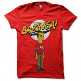 Shirt Sheldon version simpson - Bazinga! rouge pour homme et femme
