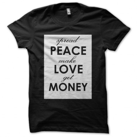 Shirt peace love money noir pour homme et femme