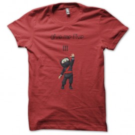 Shirt clumsy le ninja give me five en rouge pour homme et femme