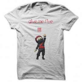 Shirt blanc clumsy le ninja give me five blanc pour homme et femme