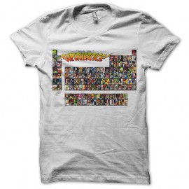Shirt table périodique Super Heros blanc pour homme et femme