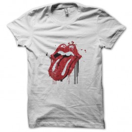 Shirt Rolling Stones logo degoulinant blanc pour homme et femme