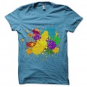Shirt taches de peinture multicolore bleu ciel pour homme et femme