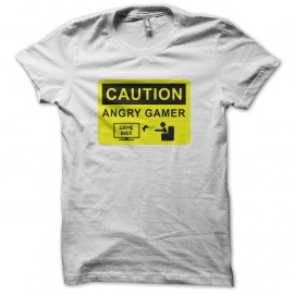 Shirt caution angry game blanc pour homme et femme