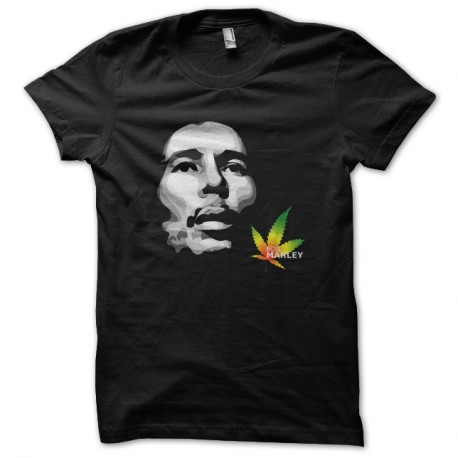 Shirt Bob Marley ombre feuille de canabis noir pour homme et femme