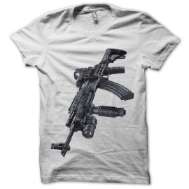 Shirt machine gun ak12 blanc pour homme et femme