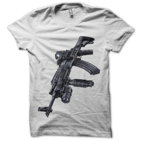 Shirt machine gun ak12 blanc pour homme et femme