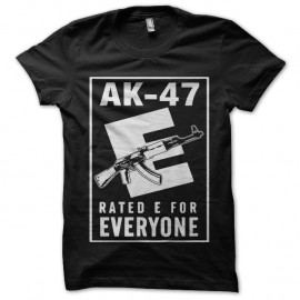 Shirt ak 47 rated e funny gun noir pour homme et femme