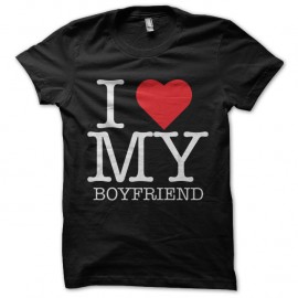 Shirt i love my boy friend noir pour homme et femme