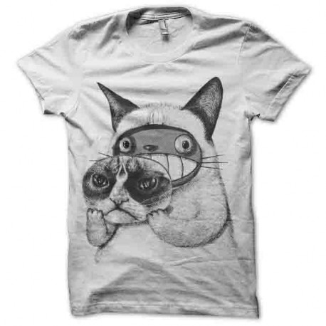 Shirt tard le chat qui fait la gueule blanc pour homme et femme