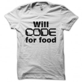 Shirt will code for food blanc pour homme et femme