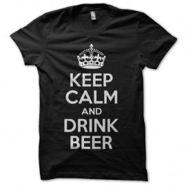 Shirt keep calm and drink beer noir pour homme et femme