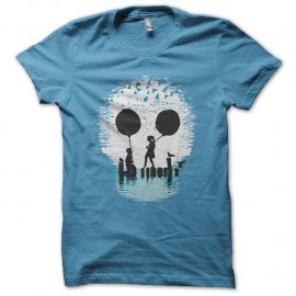Shirt skull sky artwork bleu pour homme et femme