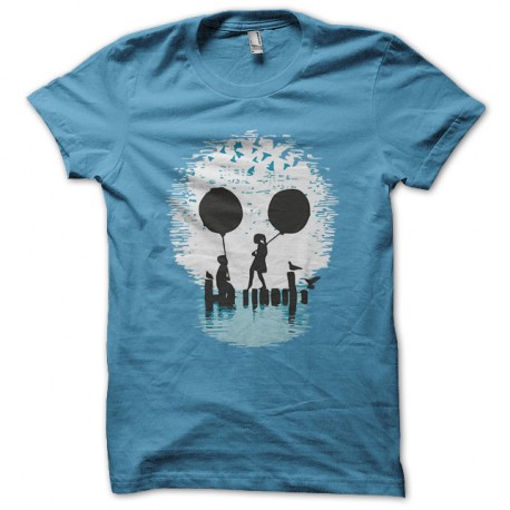 Shirt skull sky artwork bleu pour homme et femme