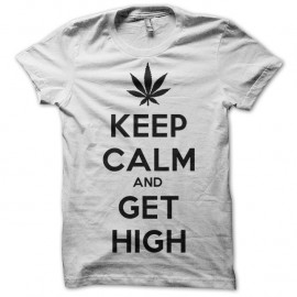 Shirt Keep calm and smoke weed blanc pour homme et femme