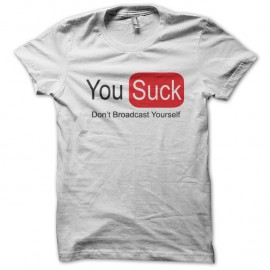 Shirt youtube parodie you suck blanc pour homme et femme