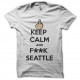 Shirt Keep clam and f**k seattle blanc pour homme et femme