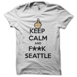 Shirt Keep clam and f**k seattle blanc pour homme et femme