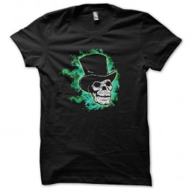 Shirt skull green fire noir pour homme et femme