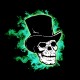 Shirt skull green fire noir pour homme et femme