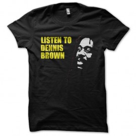 Shirt Listen to dennis brown noir pour homme et femme