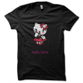 Shirt hello catin parodie hello kitty noir pour homme et femme