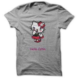 Shirt hello catin parodie hello kitty gris pour homme et femme