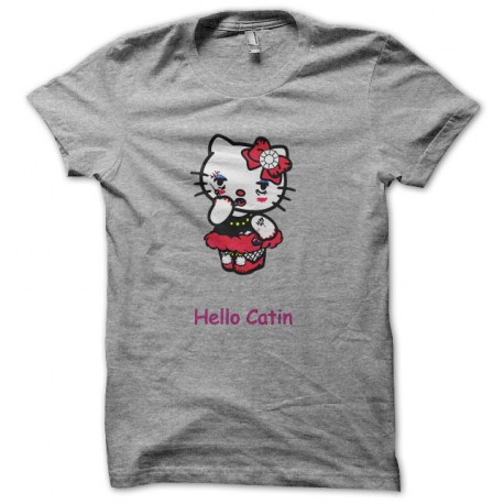 Shirt hello catin parodie hello kitty gris pour homme et femme