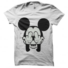 Shirt Mickey double FUCK blanc pour homme et femme