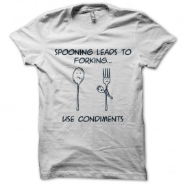 Shirt Spooning Navy Blue blanc pour homme et femme