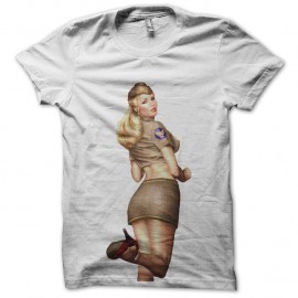 Shirt pin ups us blanc pour homme et femme