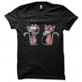 Shirt chats geek noir pour homme et femme