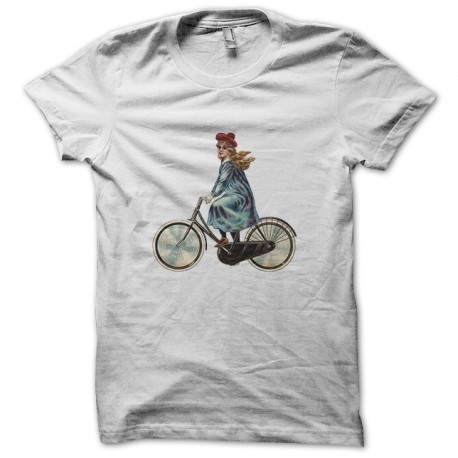 Shirt bike girl blanc pour homme et femme