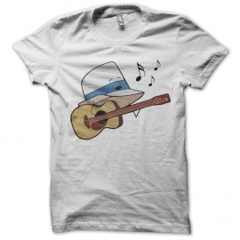 Shirt chapeau jouant de la guitare blanc pour homme et femme